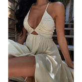 Vacation Wrap V-Neck Slit Maxi Dresses